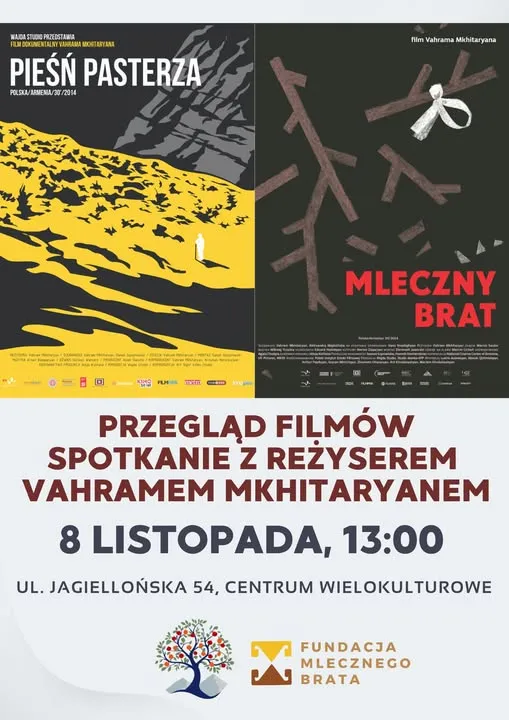 Pokaz filmów „Mleczny brat” i „Pieśń pasterza” w Warszawie -plakat